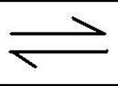 Double arrow symbol for reversible reactions