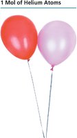 1 mol of helium atoms in two balloons