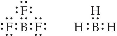 Lewis structures for BF3 and BH3 (incomplete octet)