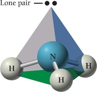 NH3 with lone pair (ball-and-stick model)
