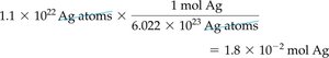 Calculation for converting silver atoms to moles