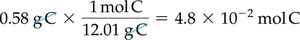 Calculation for converting grams of carbon to atoms