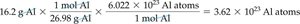 Calculation for converting grams of aluminum to atoms