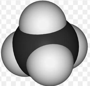 Space-filling model of a nonpolar molecule illustrating dispersion forces
