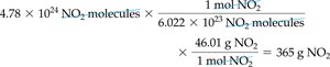 Sample calculation for molecules to grams (NO2)