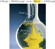 Formation of PbI2 precipitate in precipitation reaction