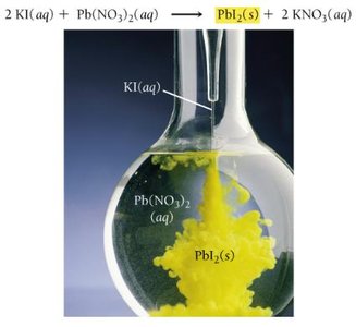 Formation of a yellow precipitate in a precipitation reaction