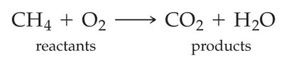 Chemical equation showing reactants and products