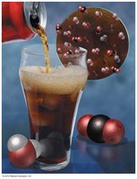 Soda pop with molecular models of water and carbon dioxide