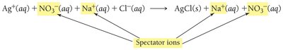Spectator ions in a complete ionic equation