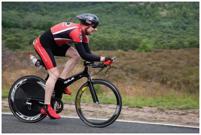 Cyclist on a composite-material bicycle