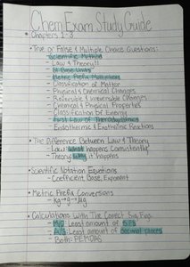Chem Exam Study Guide handwritten notes
