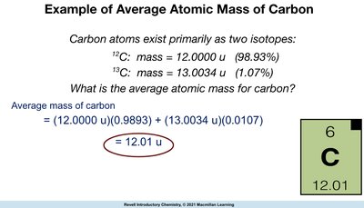 Calculation of average atomic mass for carbon