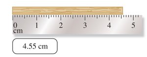 A ruler measuring 4.55 cm