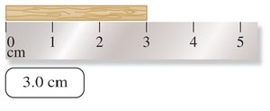 A ruler measuring 3.0 cm