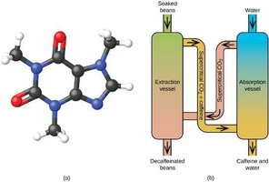 Caffeine molecule and supercritical CO2 decaffeination process