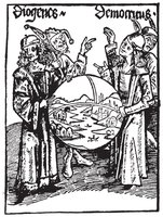 Democritus and Diogenes, medieval artist's depiction