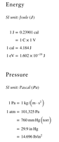 Energy conversion factors