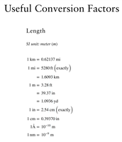 Length conversion factors
