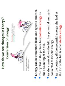 Cyclist converting potential to kinetic energy