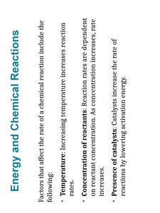 Factors affecting chemical reaction rates