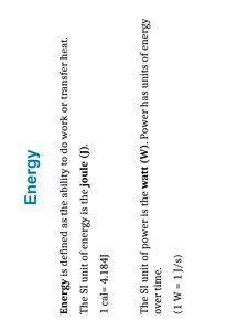 Definition and units of energy