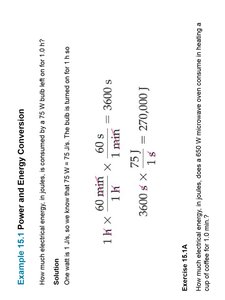 Example of power and energy conversion