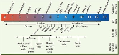 pH scale and soil types