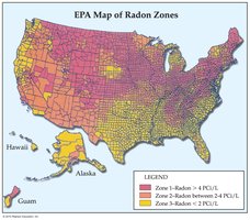 EPA map of radon zones in the US