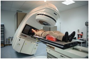 Radiotherapy machine in use