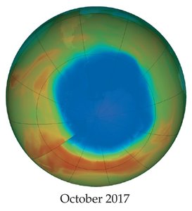 Ozone hole over Antarctica, October 2017