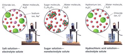 Electrolyte and nonelectrolyte solutions with conductivity apparatus