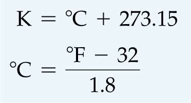 Temperature conversion equations