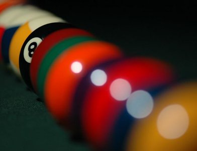 Billiard balls lined up