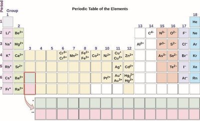 Periodic table with common ion charges