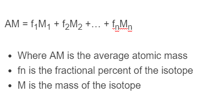 Average atomic mass formula and explanation
