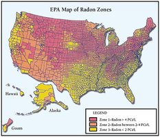 EPA map of radon zones in the United States.
