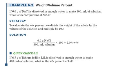 Weight/volume percent example