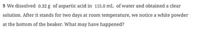 Supersaturation and precipitation example