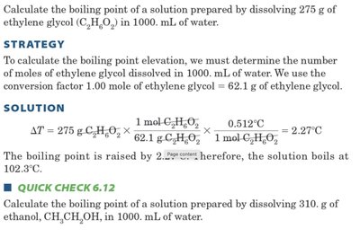 Boiling point elevation calculation