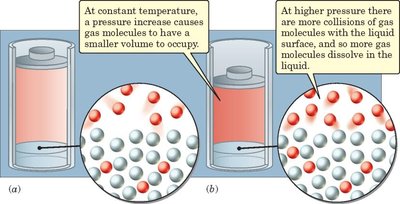 Pressure effect on gas solubility