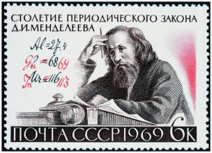 Mendeleev commemorated on a stamp