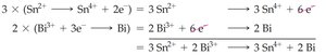 Balanced redox half-reactions and overall reaction