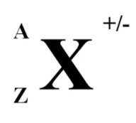 Isotopic symbol showing A, Z, X, and charge