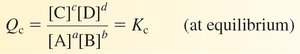 Reaction quotient Qc expression