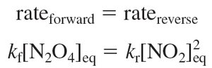 Equilibrium rate equation for NO2 and N2O4