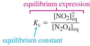 Equilibrium constant expression for NO2 and N2O4