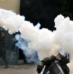 Tear gas used in riot control