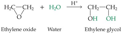 Formation of ethylene glycol from ethylene oxide