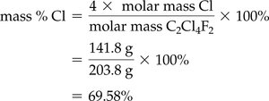 Final calculation for mass percent Cl in C2Cl4F2
